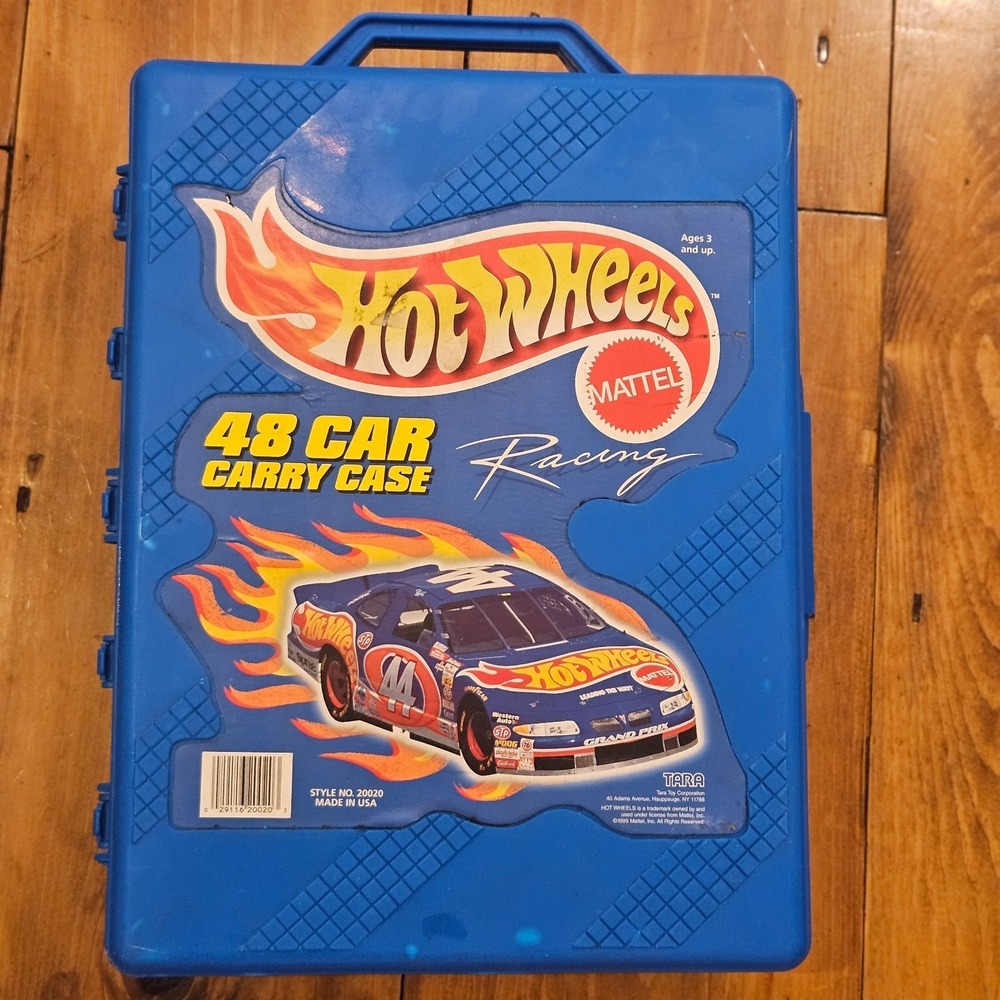 Vintage 1999 Hot Wheels 48 Car Carry Case Blue Storage Case Tara Toy Empty USA